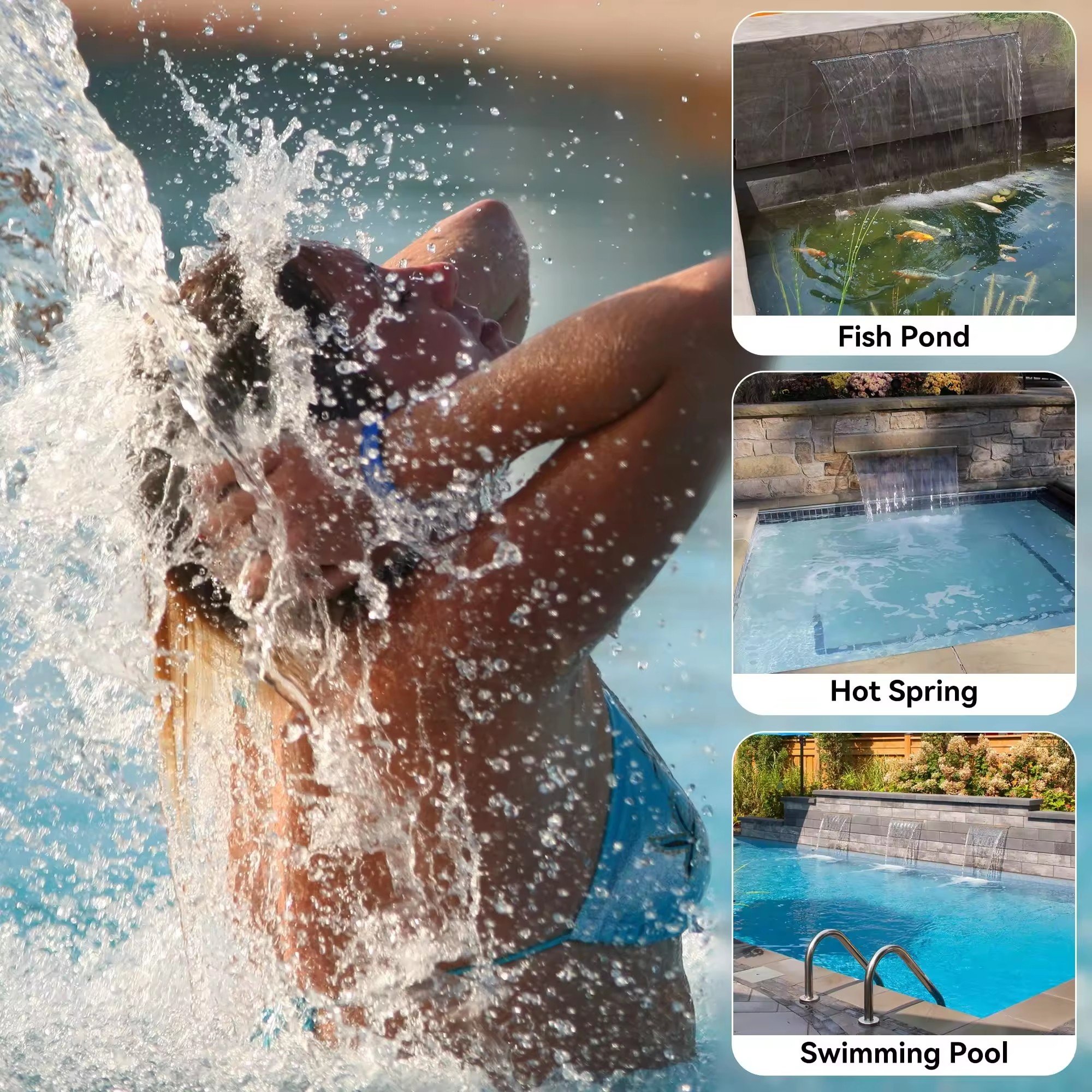 12W Smart Remote APP Control Fountain Lamp RGB IP67 Outdoor Hot Spring Fish Pond Waterproof Acrylic 90 Led Swimming Pool Light