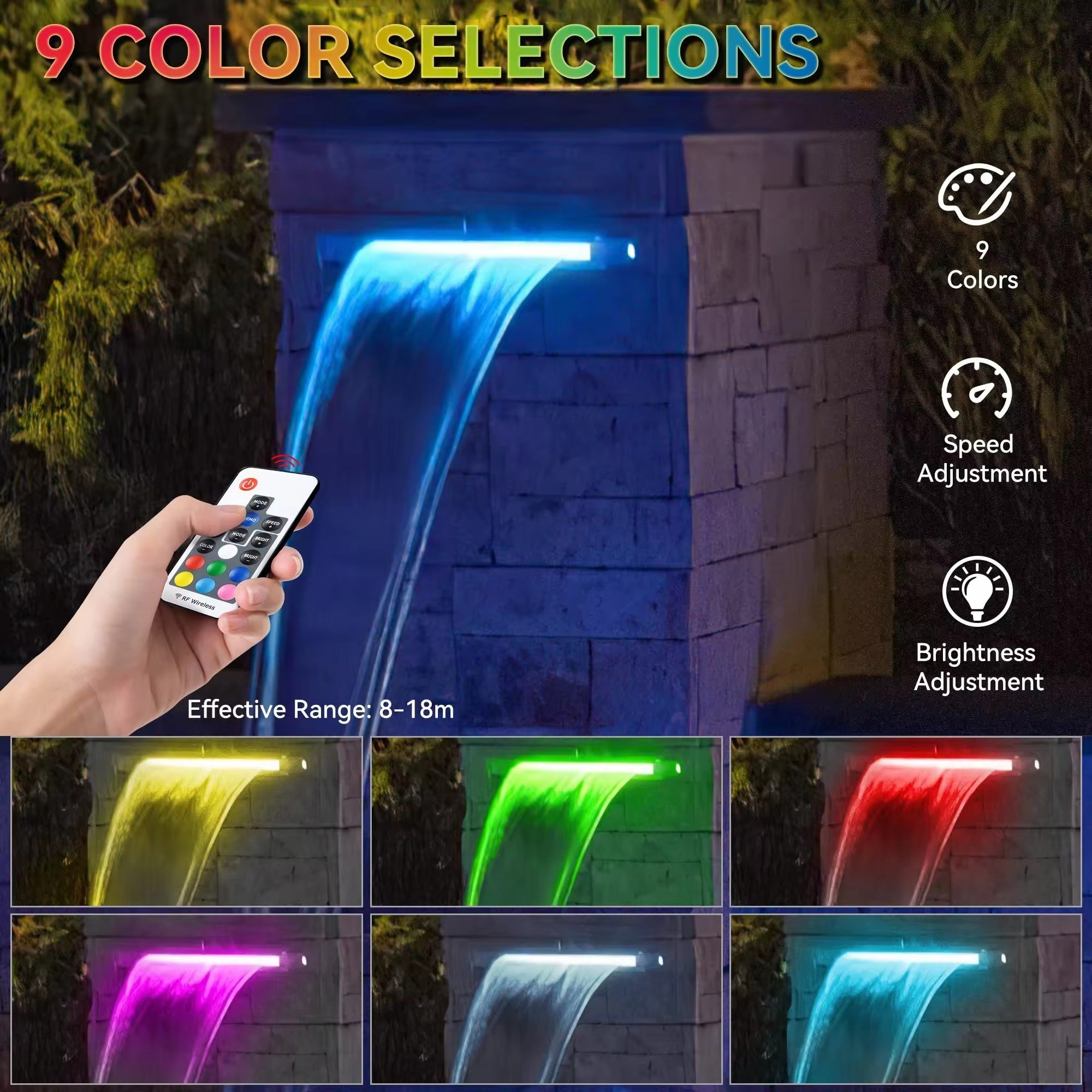 12W Smart Remote APP Control Fountain Lamp RGB IP67 Outdoor Hot Spring Fish Pond Waterproof Acrylic 90 Led Swimming Pool Light