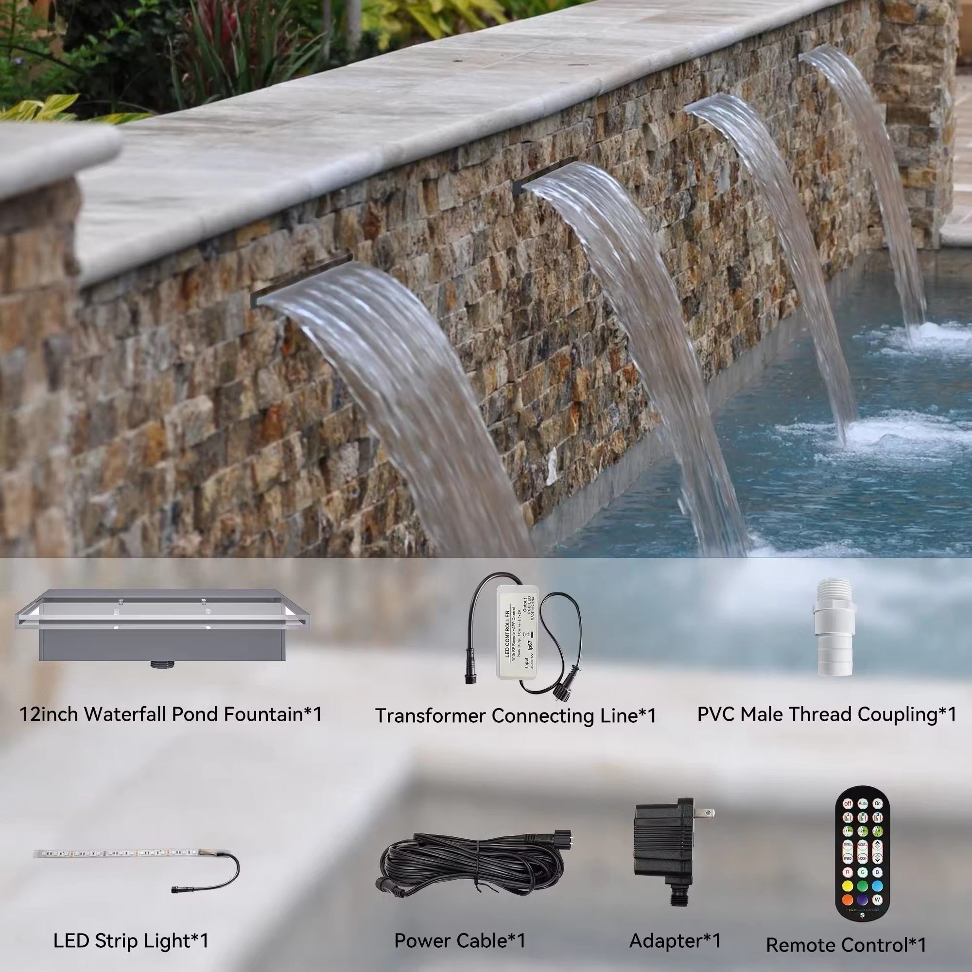 12W Smart Remote APP Control Fountain Lamp RGB IP67 Outdoor Hot Spring Fish Pond Waterproof Acrylic 90 Led Swimming Pool Light