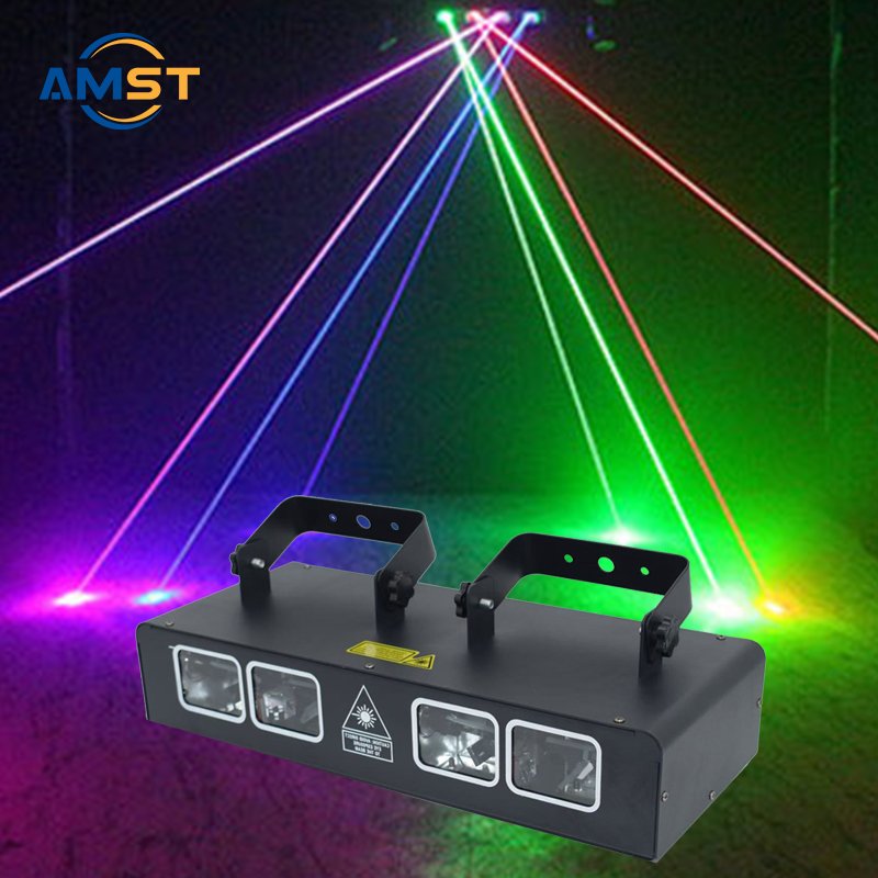 RGB Full Color Laser 4 Holes Batten Beam Line Scan DJ Laser Light DMX 512 Control Stage Lighting for Disco Wedding Club Party