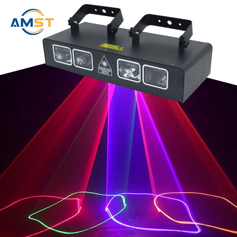RGB Full Color Laser 4 Holes Batten Beam Line Scan DJ Laser Light DMX 512 Control Stage Lighting for Disco Wedding Club Party