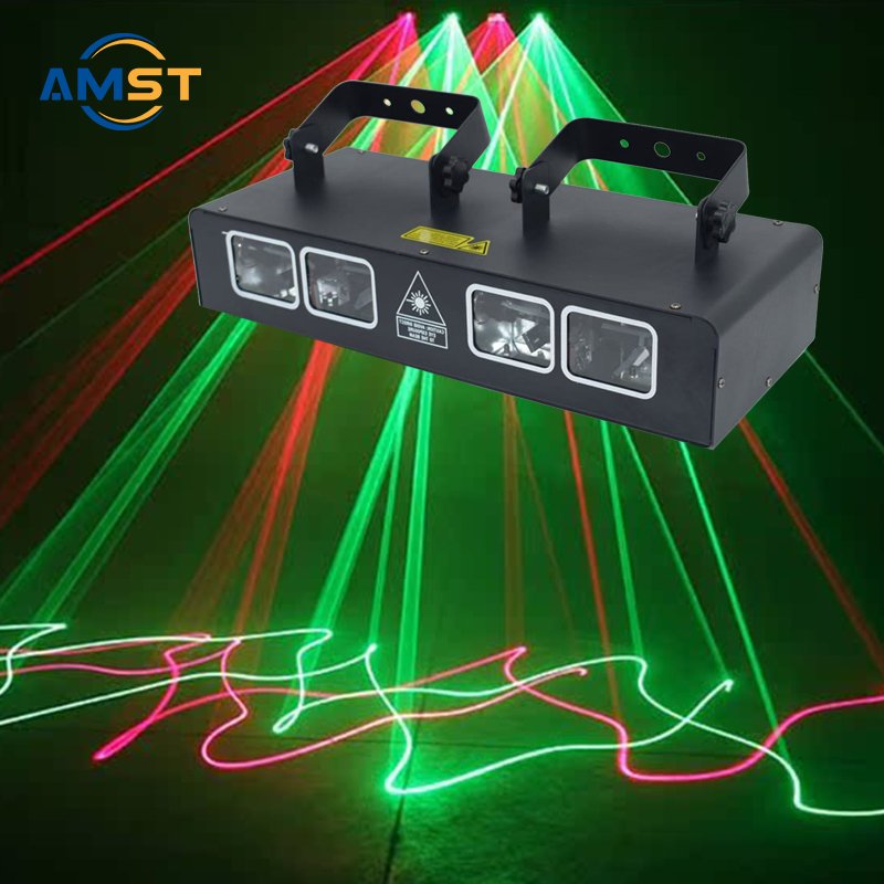 RGB Full Color Laser 4 Holes Batten Beam Line Scan DJ Laser Light DMX 512 Control Stage Lighting for Disco Wedding Club Party