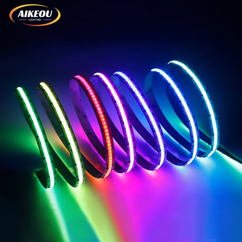 High Quality 8mm Flexible RGB Cob LED Strip Dimmable Red Blue Light DC12V 24V Rgbic Led Strips Rgbic Rgb Addressable