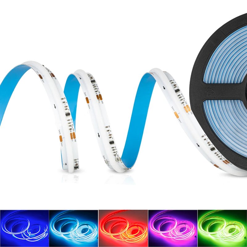 High Quality 8mm Flexible RGB Cob LED Strip Dimmable Red Blue Light DC12V 24V Rgbic Led Strips Rgbic Rgb Addressable