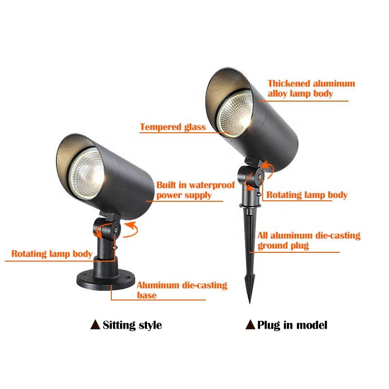 Hot Selling Wholesale Price Outdoor Landscape Courtyard Lawn Light LED Spotlight Waterproof IP65 Low-voltage Garden Spotlight