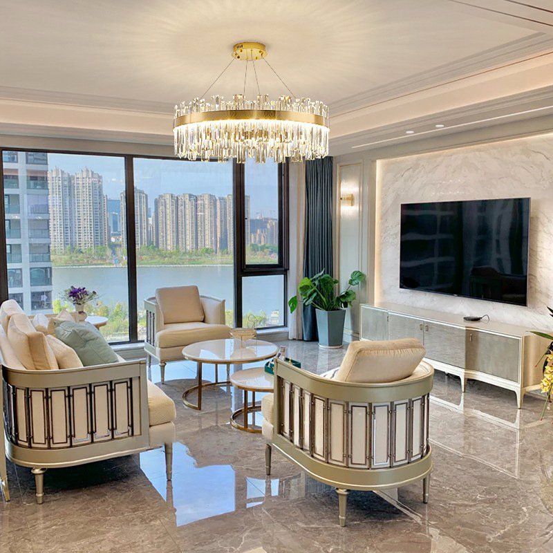 Fancy Copper Luxury European Crystal Lamp in Stock Home Hotel Decor Led Style Cheap Nordic Modern K9 Crystal Chandelier