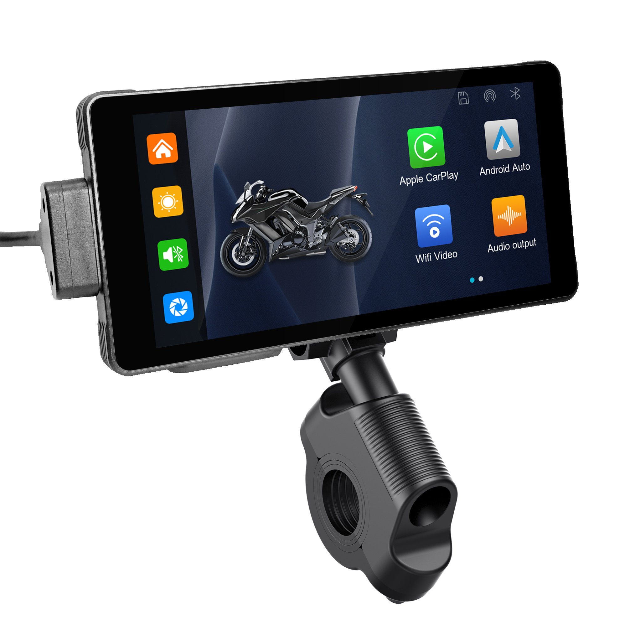 Gofuture 5.5'' Waterproof IPS Touch Screen AHD 1080P Dual Lens Apple Carplay/Android Auto+BT Display Wire Control Navigation