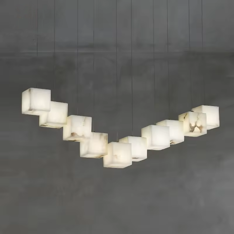 Luxury Drop Light Alabaster Chandelier Ring Pendant Lights Living Room Marble Lamp Alabaster Pendant Light