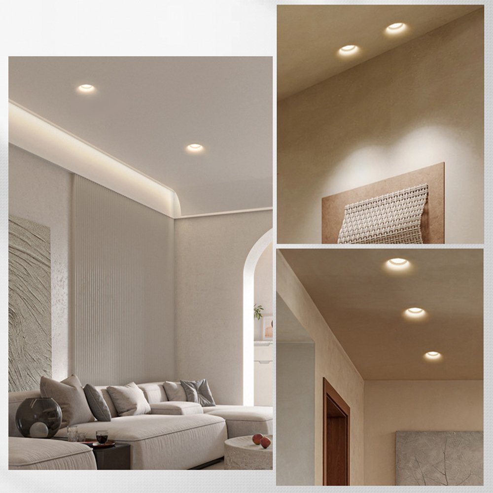 Embedded Gypsum Spotlights LED Embedded Bezel-less Three Color Intelligent Voice APP Dimming Anti-glare Indoor Gypsum Lights