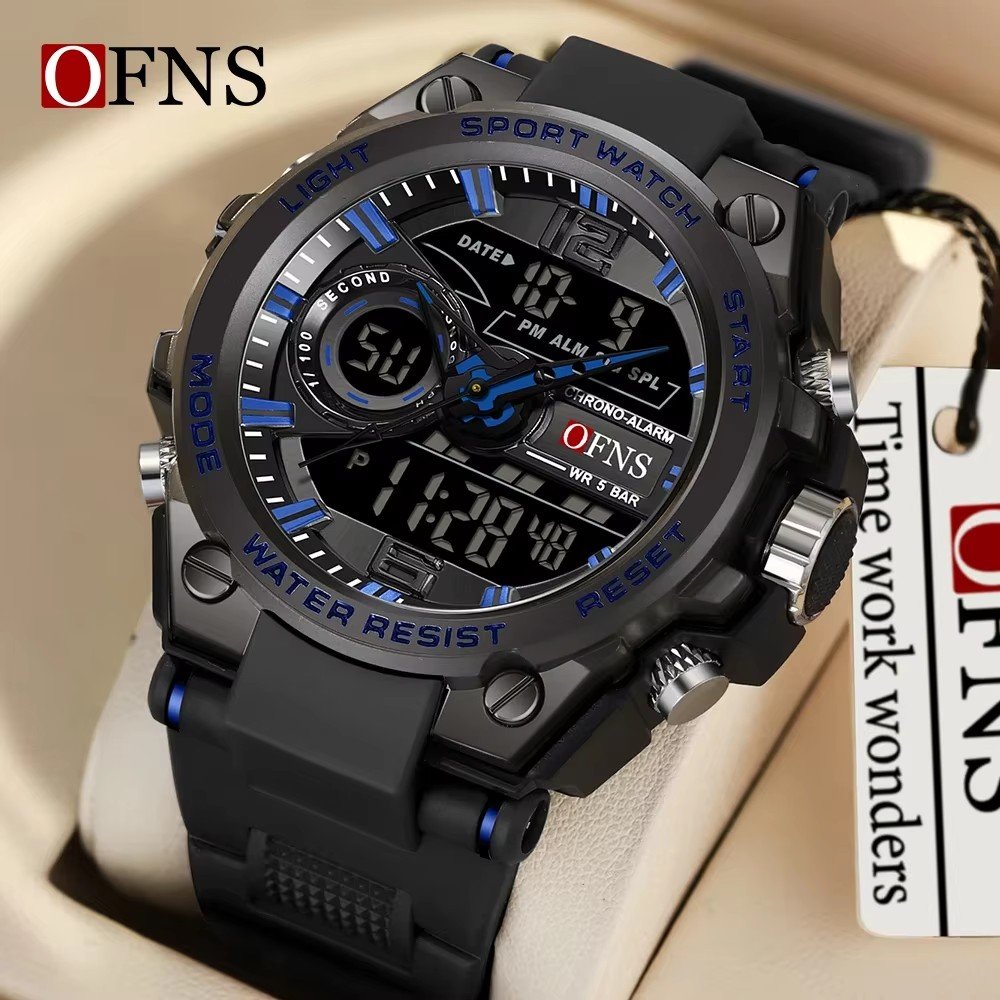 OFNS 6092 New Fashion Men's Sports Watch Waterproof Quartz Electronic Led Digital 50 Meter Men's Sports Quartz Watch
