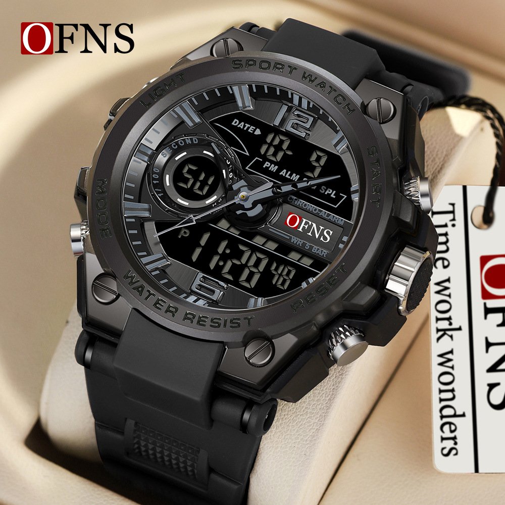 OFNS 6092 New Fashion Men's Sports Watch Waterproof Quartz Electronic Led Digital 50 Meter Men's Sports Quartz Watch