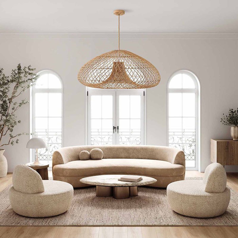 High Quality Rattan Pendant Light Lampshade Ceiling Light for Sustainable Decor Farmhouse Coastal Luxe Rustic Boho Decor Style
