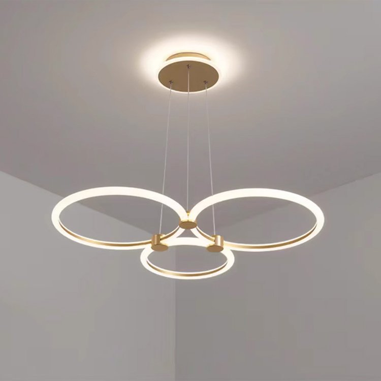 Low Ceilings Hanging Kitchen Dining Pendant Light Rings Indoor Nordic Modern Gold Luxury Round Acrylic Led Chandelier