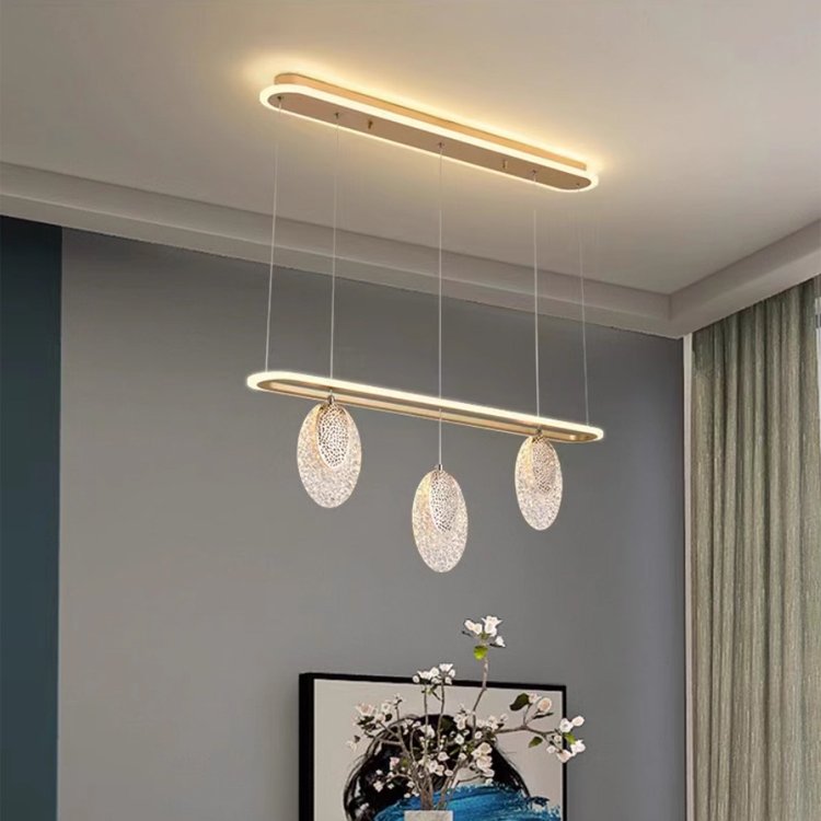 Low Ceilings Hanging Kitchen Dining Pendant Light Rings Indoor Nordic Modern Gold Luxury Round Acrylic Led Chandelier