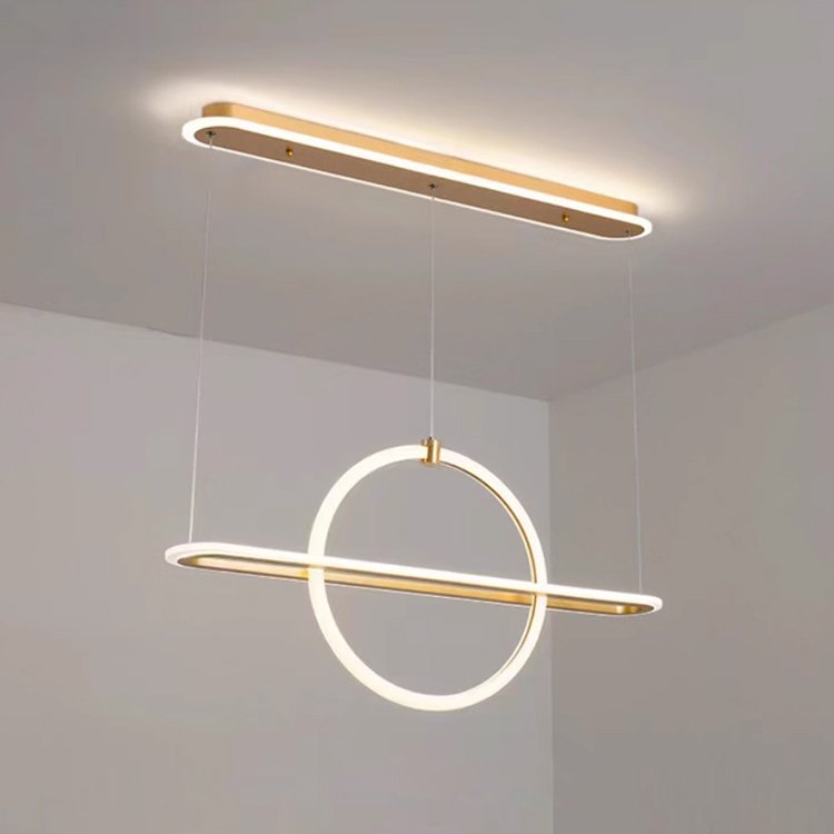Low Ceilings Hanging Kitchen Dining Pendant Light Rings Indoor Nordic Modern Gold Luxury Round Acrylic Led Chandelier