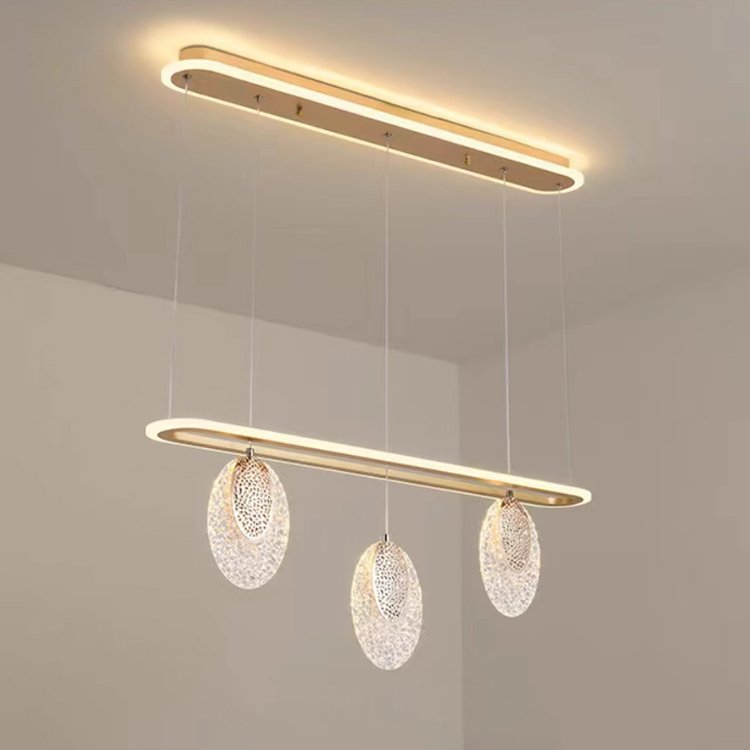 Low Ceilings Hanging Kitchen Dining Pendant Light Rings Indoor Nordic Modern Gold Luxury Round Acrylic Led Chandelier