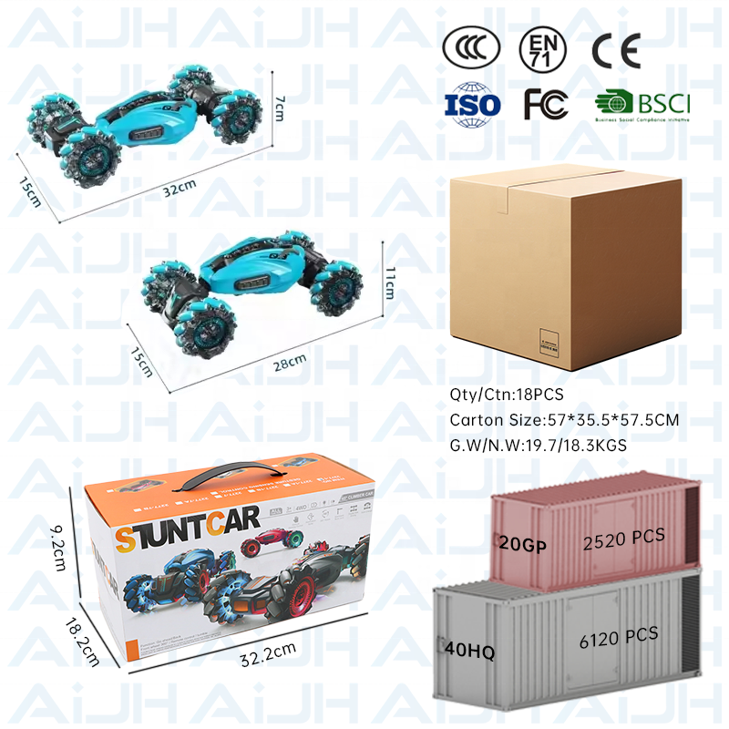 AiJH 2.4Ghz Spray Rc Car Smoke Drift Rc Auto Gesture Sensing LED Cool Sound Remote Control Stunt Car Toys