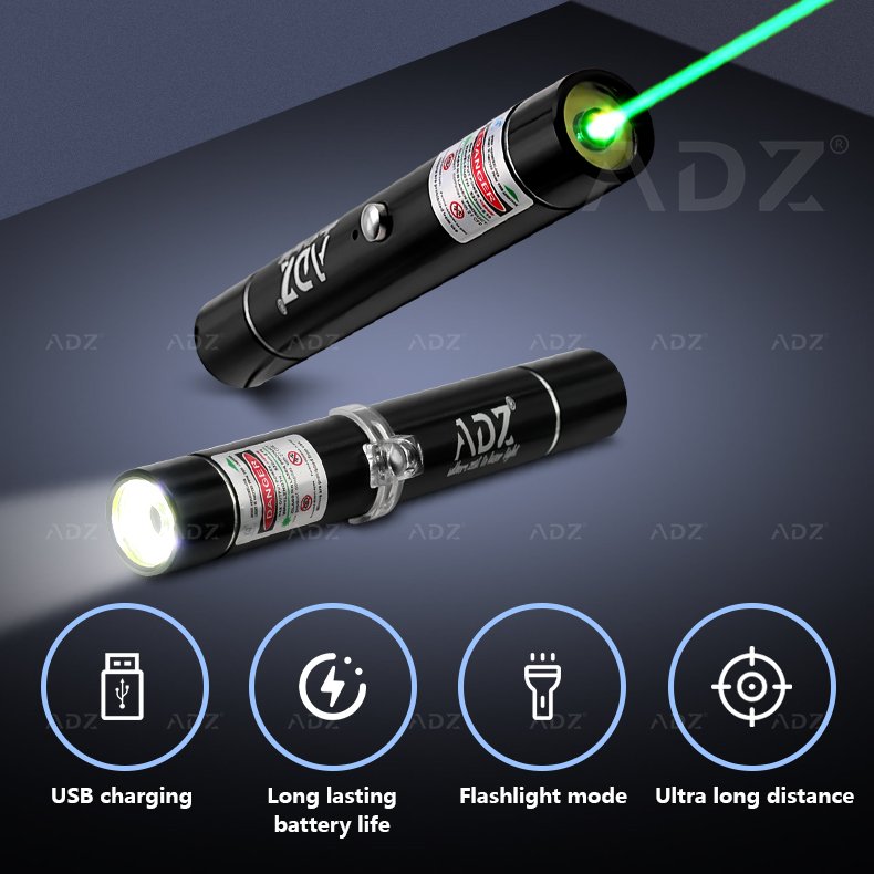 ADZ High-power Professional Laser Pen USB Charge Flashlight Green Laser Pointer