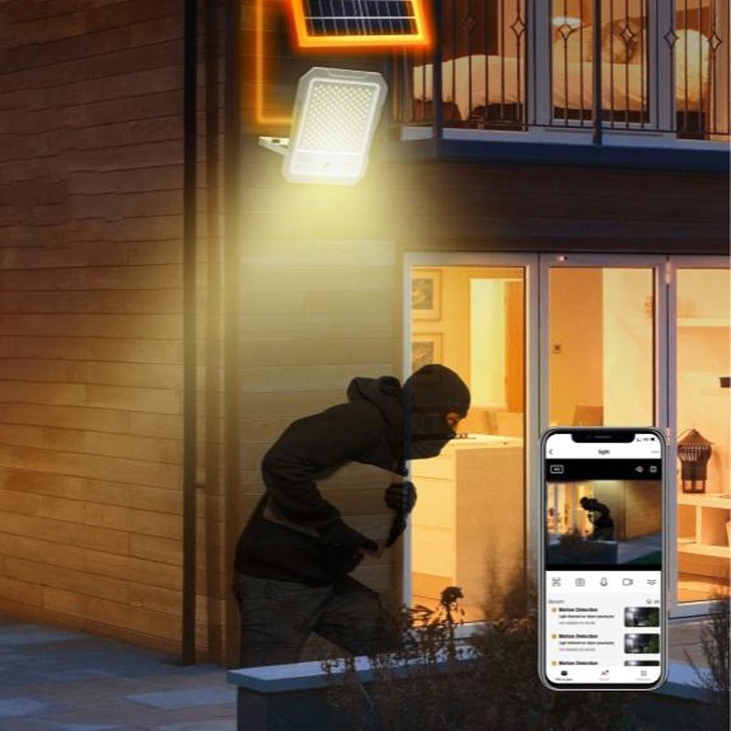 Omsen Integrated Lampe Aluminium Dusk to Dawn Solar Camera Lamp Outdoor With Solar Street Flood Light for Courtyard Garden