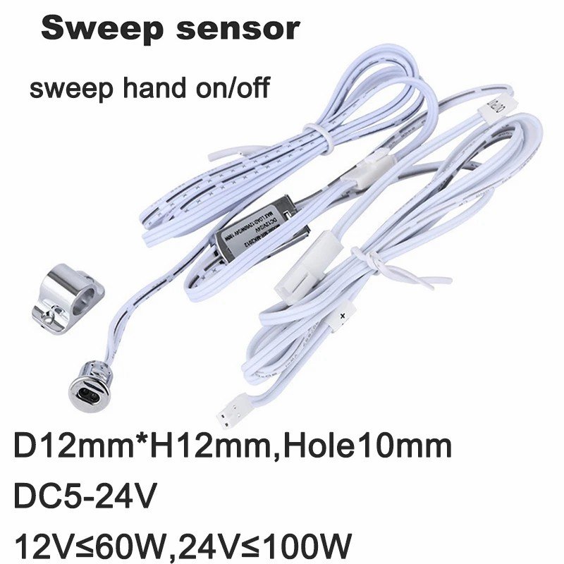 Touch Sensor Switch Hand Sweep Switch 5A 12V 24V IR Motion Sensor Hand Wave Scan Dimmer for LED Closet Cabinet Light Wardrobe
