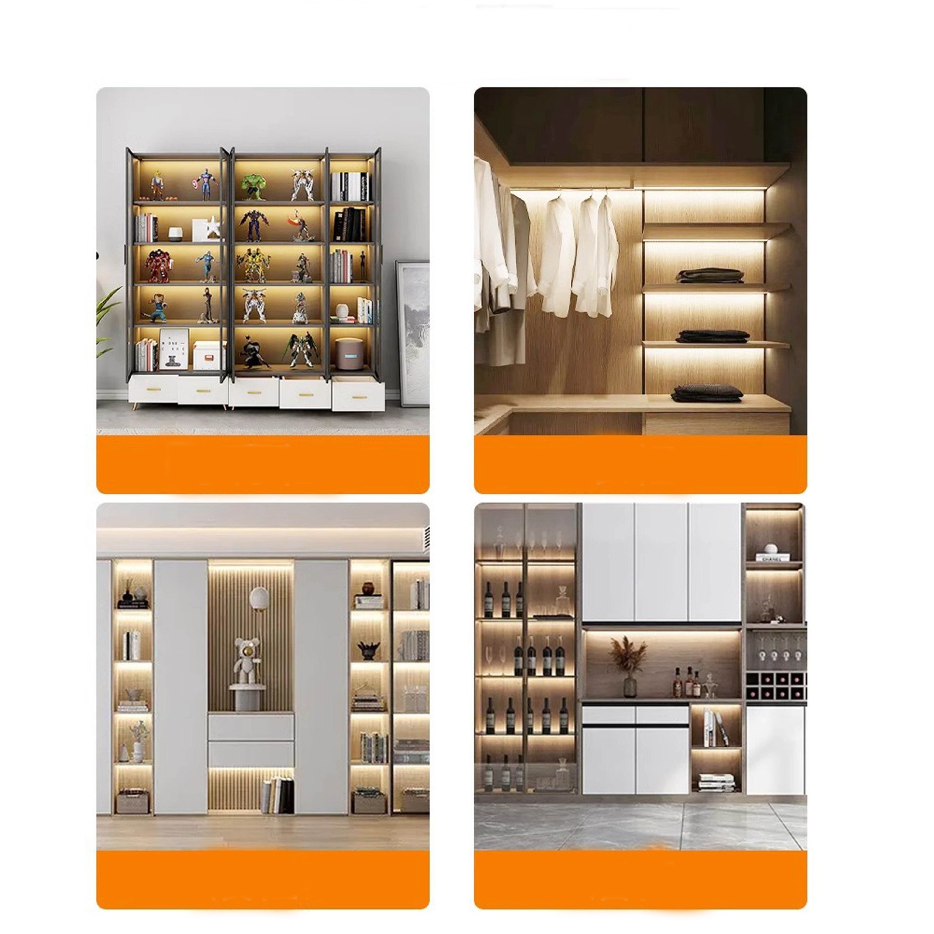 Cabinet Cob Sensing Kit With Adhesive Backing Self-Adhesive No Dark Area Cabinet Bookshelf Display Embedded Light Strip