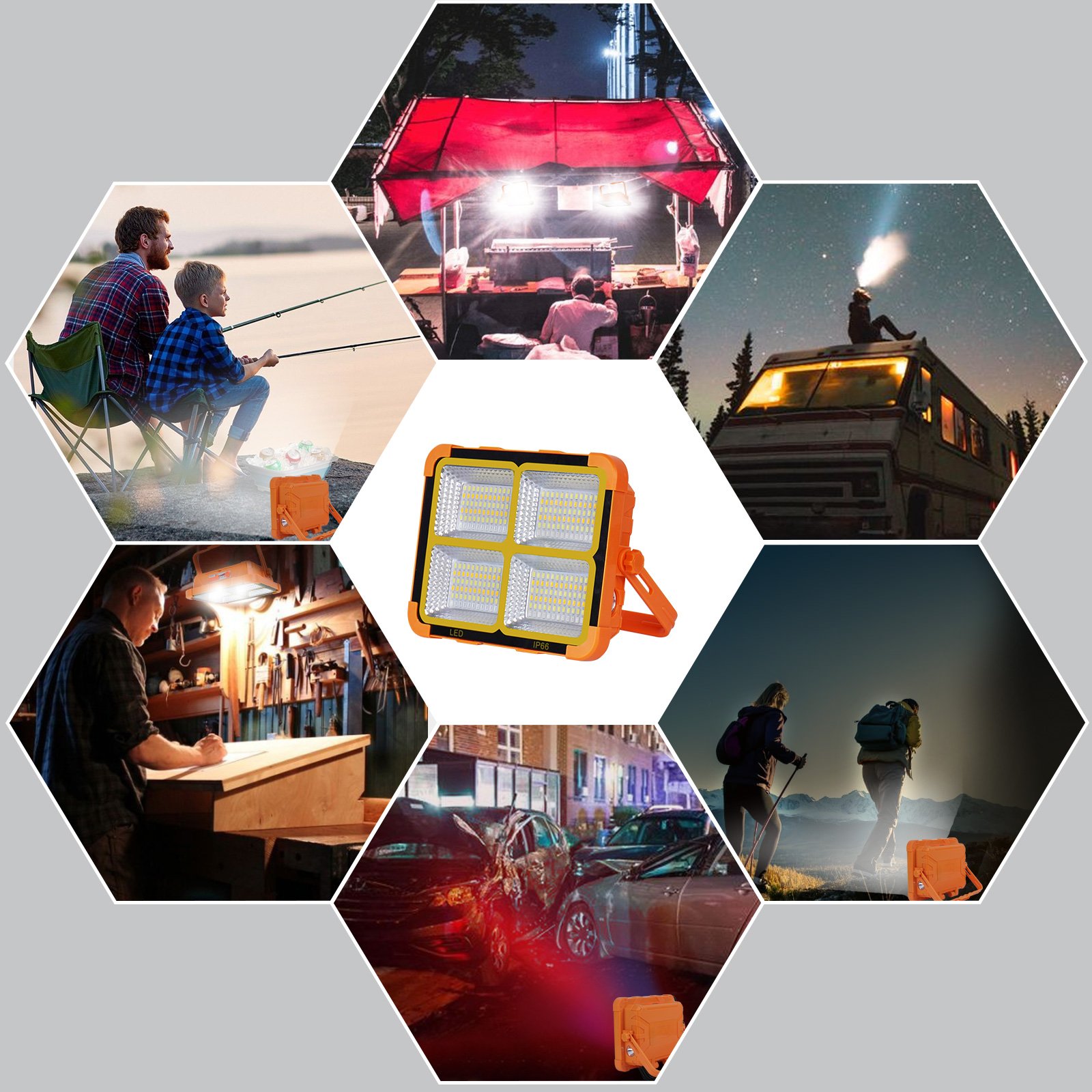 Rechargeable LED Flood Light Power Bank Flashlight IP66 USB Charging Outdoor Camping Fishing Emergency Solar Handheld Light
