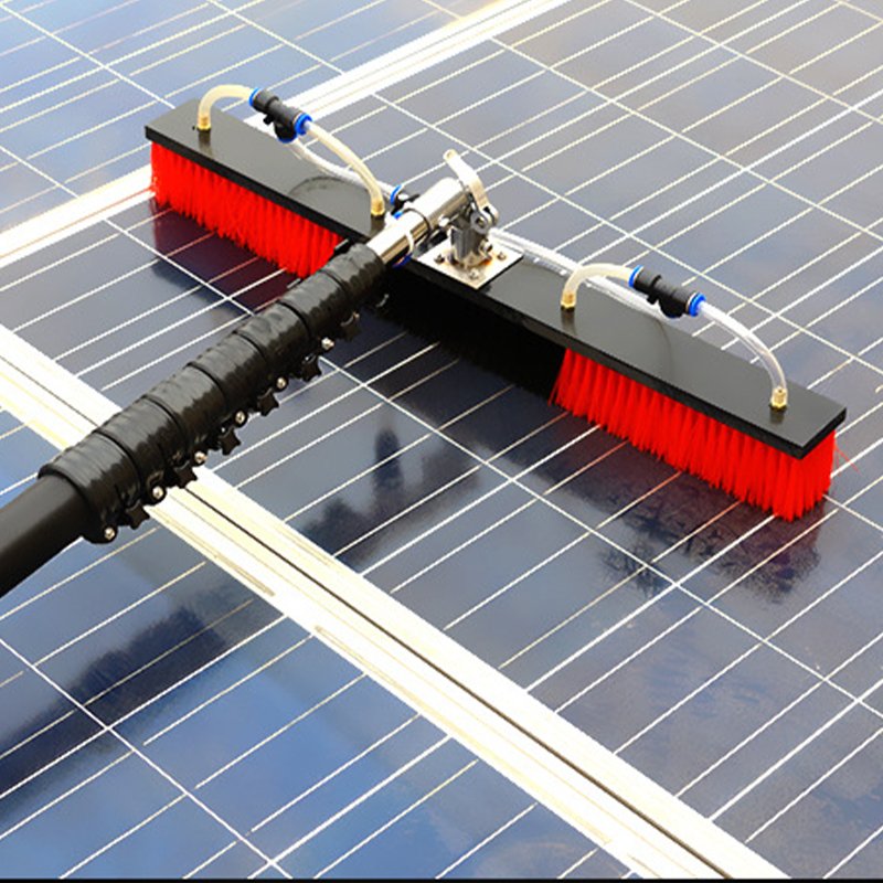 2M Photovoltaic Panel Cleaning Kit Solar Carbon Fibre Pole Cleaning Brush Handheld Cleaning Brush with 20 Meter Water Pipe