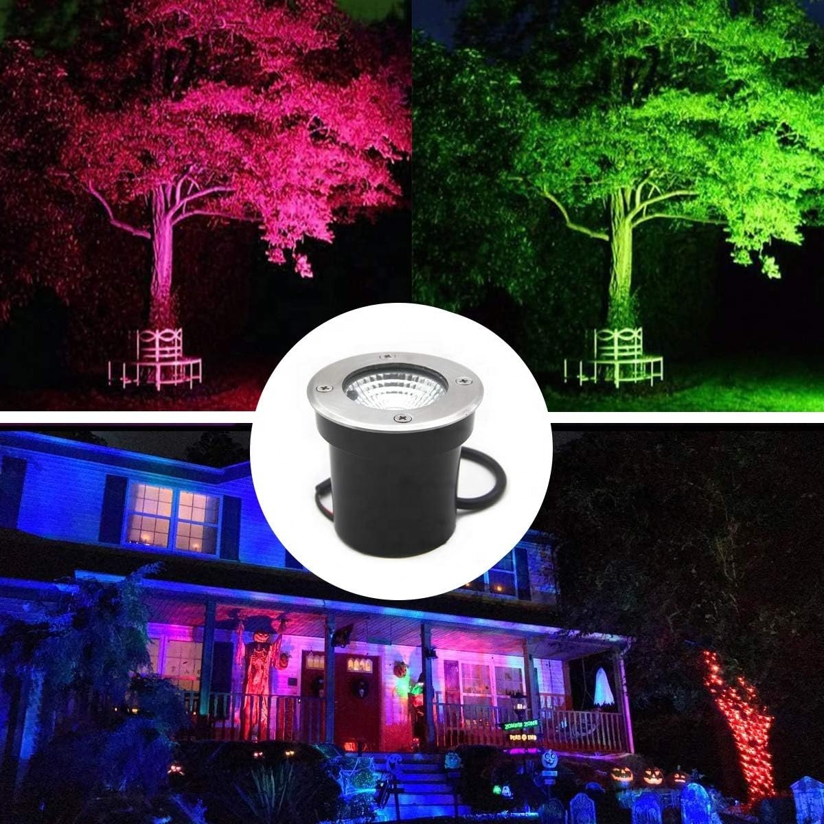 3W RGB LED Buried Light with Remote Control Outdoor IP67 Waterproof Recessed Underground Light Colorful Landscape Spotlights