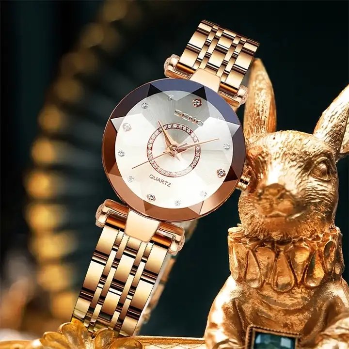 SENO 2024 Top Brand Luxury Wrist Watch Ocean Star Women Crystal Watch Rose Gold Women Bracelet Watch for Ladies Relogio Feminino