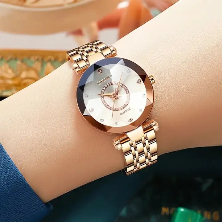 SENO 2024 Top Brand Luxury Wrist Watch Ocean Star Women Crystal Watch Rose Gold Women Bracelet Watch for Ladies Relogio Feminino