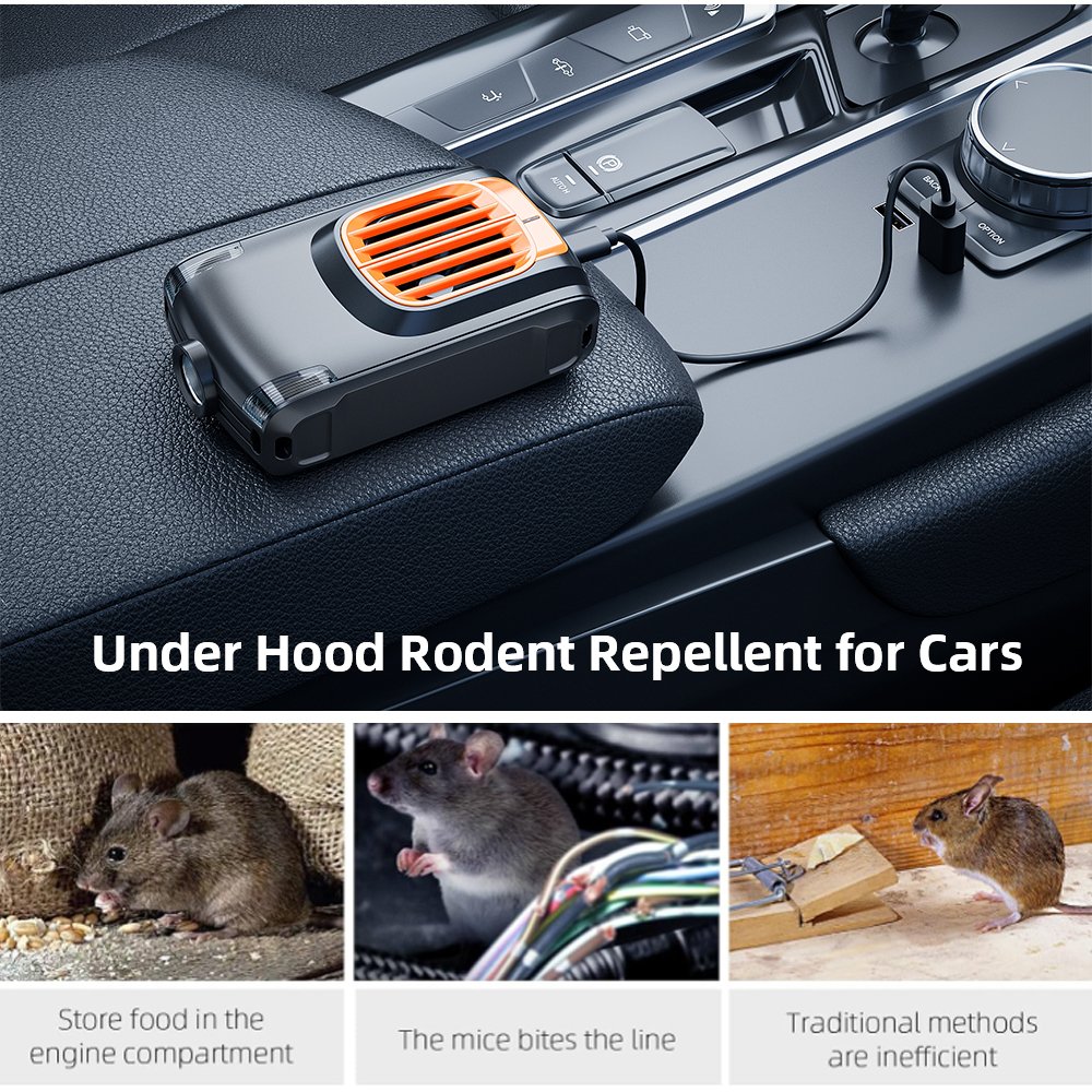 New Customized Smart Car Repellent Auto Activated LED Strobe Light Deterrent Squirrel Mouse Mice Rat Ultrasonic Marten Repeller