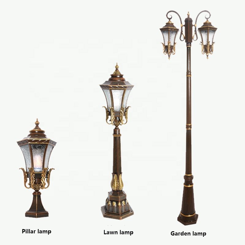 Vintage Luxury Post Main Gate Lamp Modern Outdoor Pillar Light lane Garden Solar Pillar Lamp