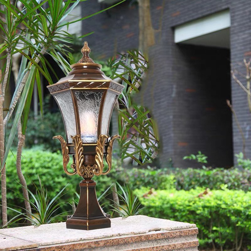 Vintage Luxury Post Main Gate Lamp Modern Outdoor Pillar Light lane Garden Solar Pillar Lamp