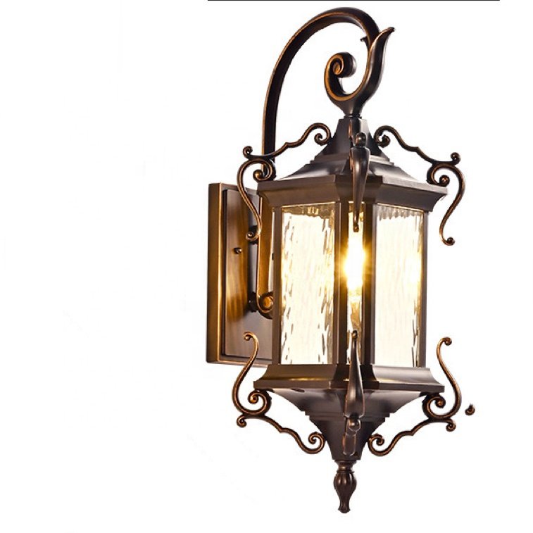 European Style Retro Wall Lamp Villa Outdoor Lighting Antique Brass Cabin Wall Outdoor Door Wall Lamp