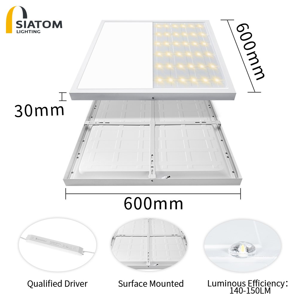 2X2 1X4 40W Square Aluminum Frame Flat Led Panel Light Surface Mounted for Office Lighting