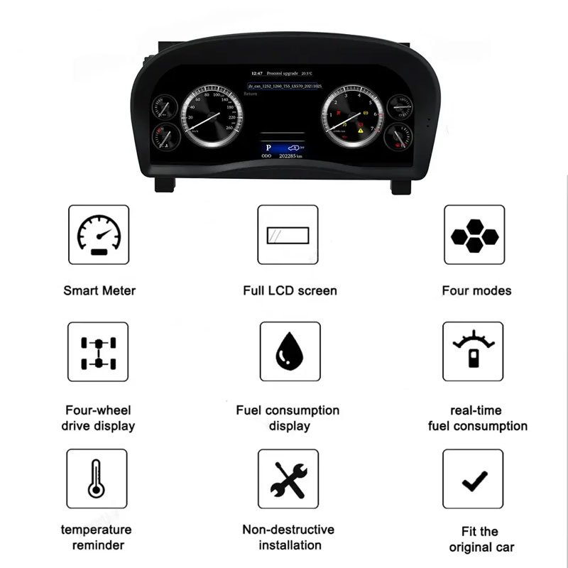 12.3"LCD Screen Auto Meter Instrument Cockpit Display for Toyota Alphard 20 Series 2008-2014 Dashboard Digital Cluster