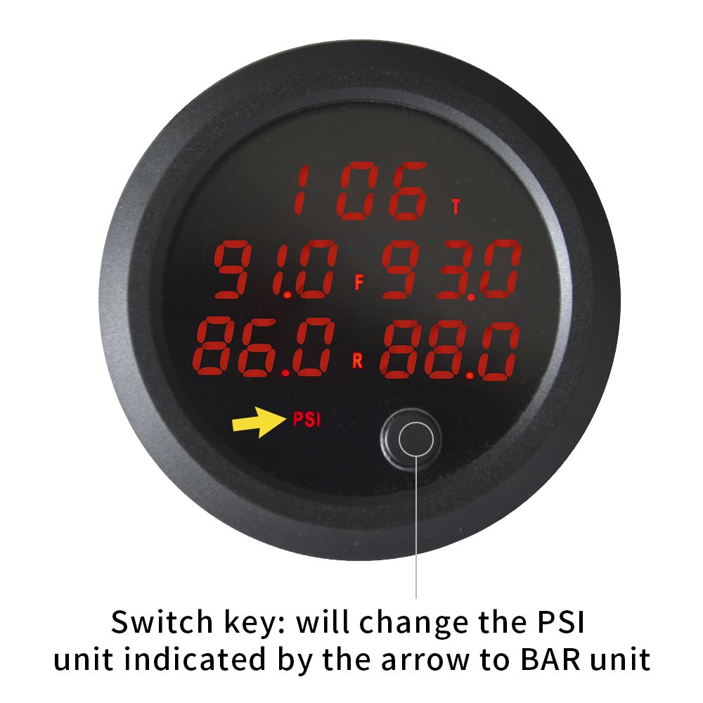 52mm Five Display Dual Air Suspension Pressure Gauge Meter Air Ride Gauge with 5pcs 1/8NPT Sensors New for Manufacturing Purpose