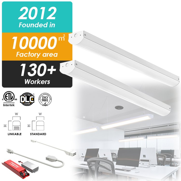 Modern Linear Chandelier Office Light Fixture LED Batten Light With Battery Backup