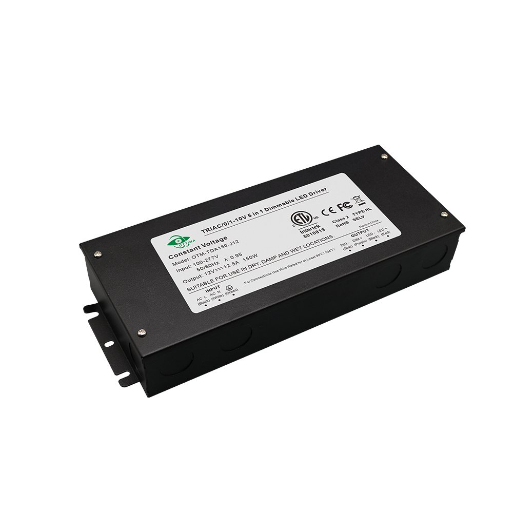 UL ETL FCC 12 V 24 V Constant Voltage Junction Box Triac Dimmable Switching 150W LED Driver