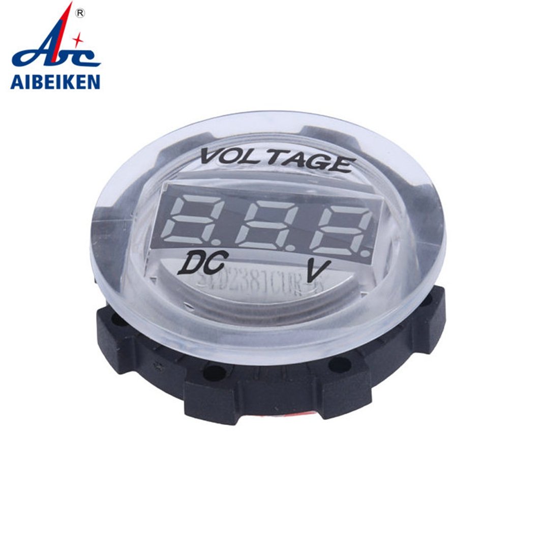 Dustproof Waterproof LED Digital Round Voltage Meter Tester Voltmeter for DC 12V 24V Auto Boat Car Motorcycle