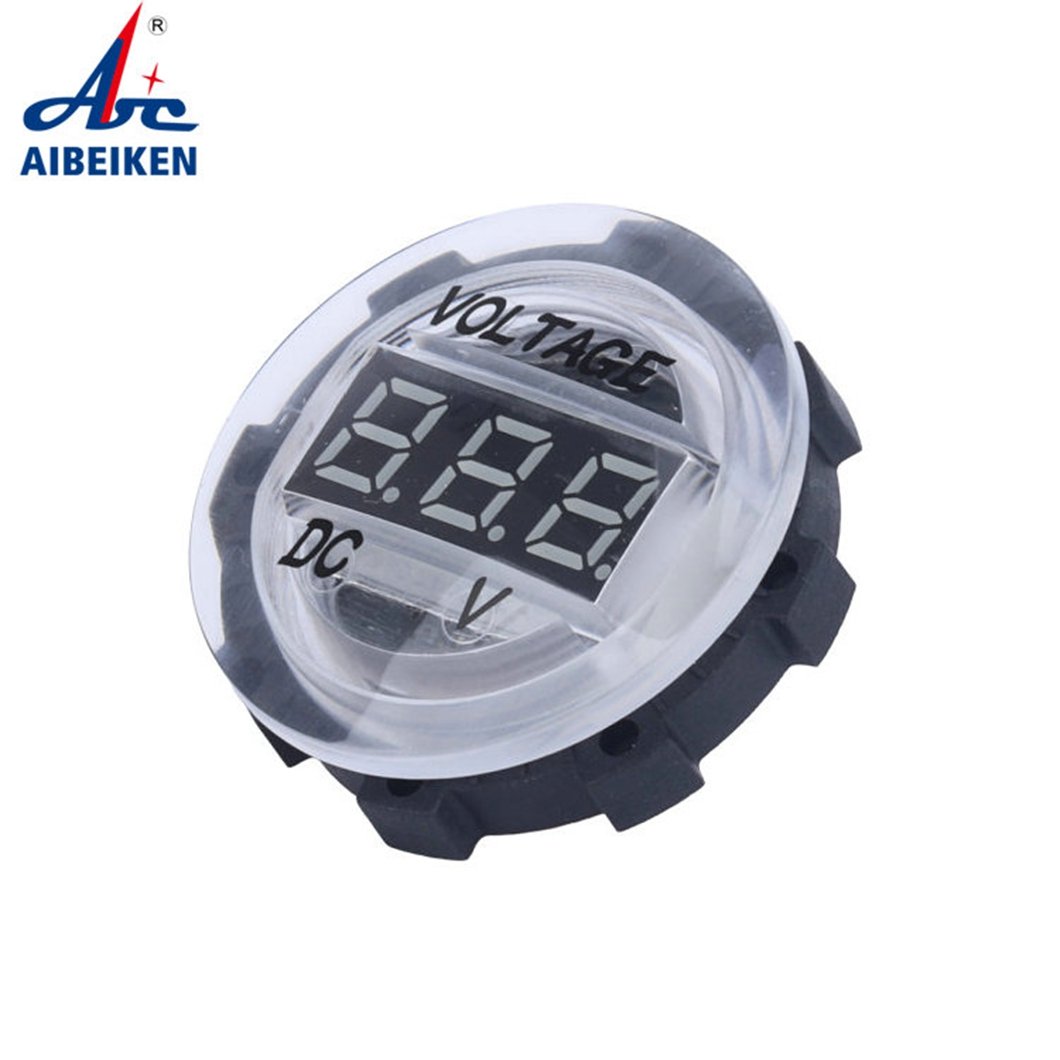 Dustproof Waterproof LED Digital Round Voltage Meter Tester Voltmeter for DC 12V 24V Auto Boat Car Motorcycle