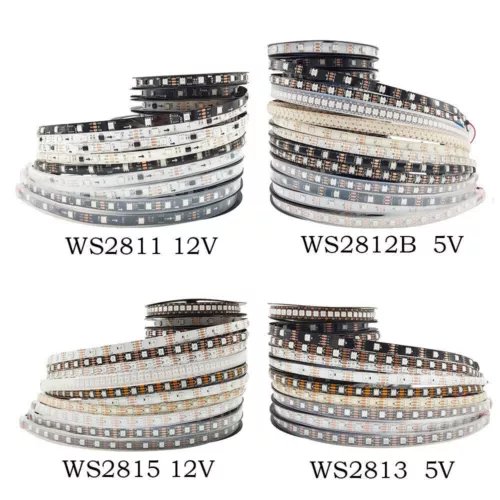 WS2815 DC12V WS2812B WS2813 LED Strip Light RGB Individually Addressable LED Lights Dual Signal 30 60 100 144 LEDs IP30 65 67