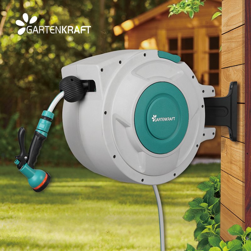 GARTENKRAFT Factory Hot Selling 20 Meters Auto Garden Pipe Automatic Water Hose Reel