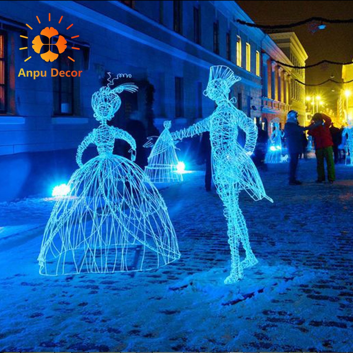 Customized Outdoor Festival Decoration Event Wedding Garden Decoration Pole Motif Light 3D Motif Light Flowers