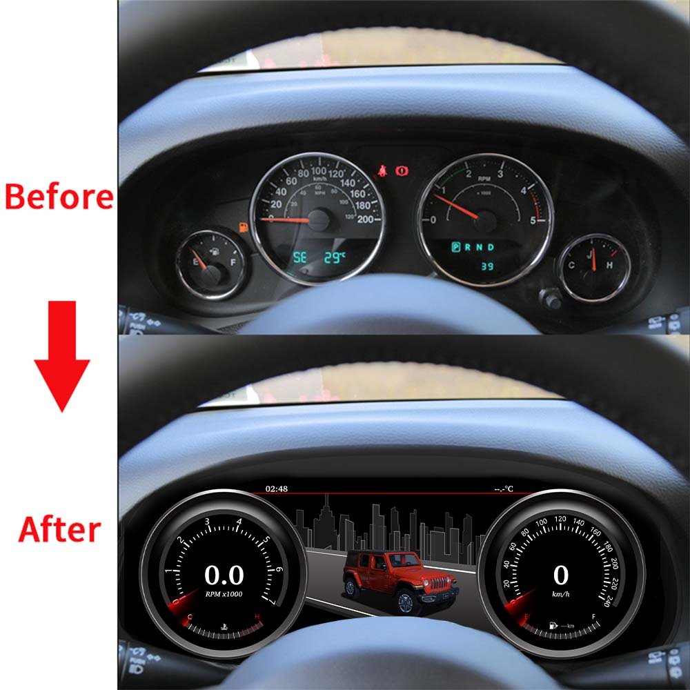 LCD Instrument Cluster for Jeep Wrangler 2011-2018 Car Auto Meter Linux System Speedometer CarPlay Dashboard Digital Cluster