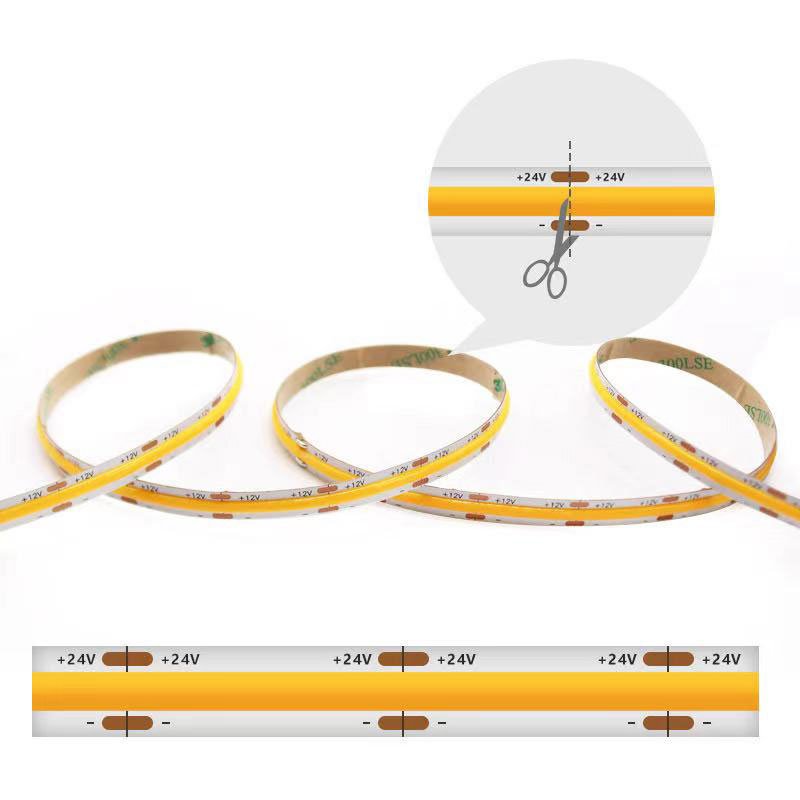 2024 Foshan New Arrival Cob Led Strip RA90 320 Leds 12V 24V Width 10mm Flexible Led Strip Light for Home Office Building