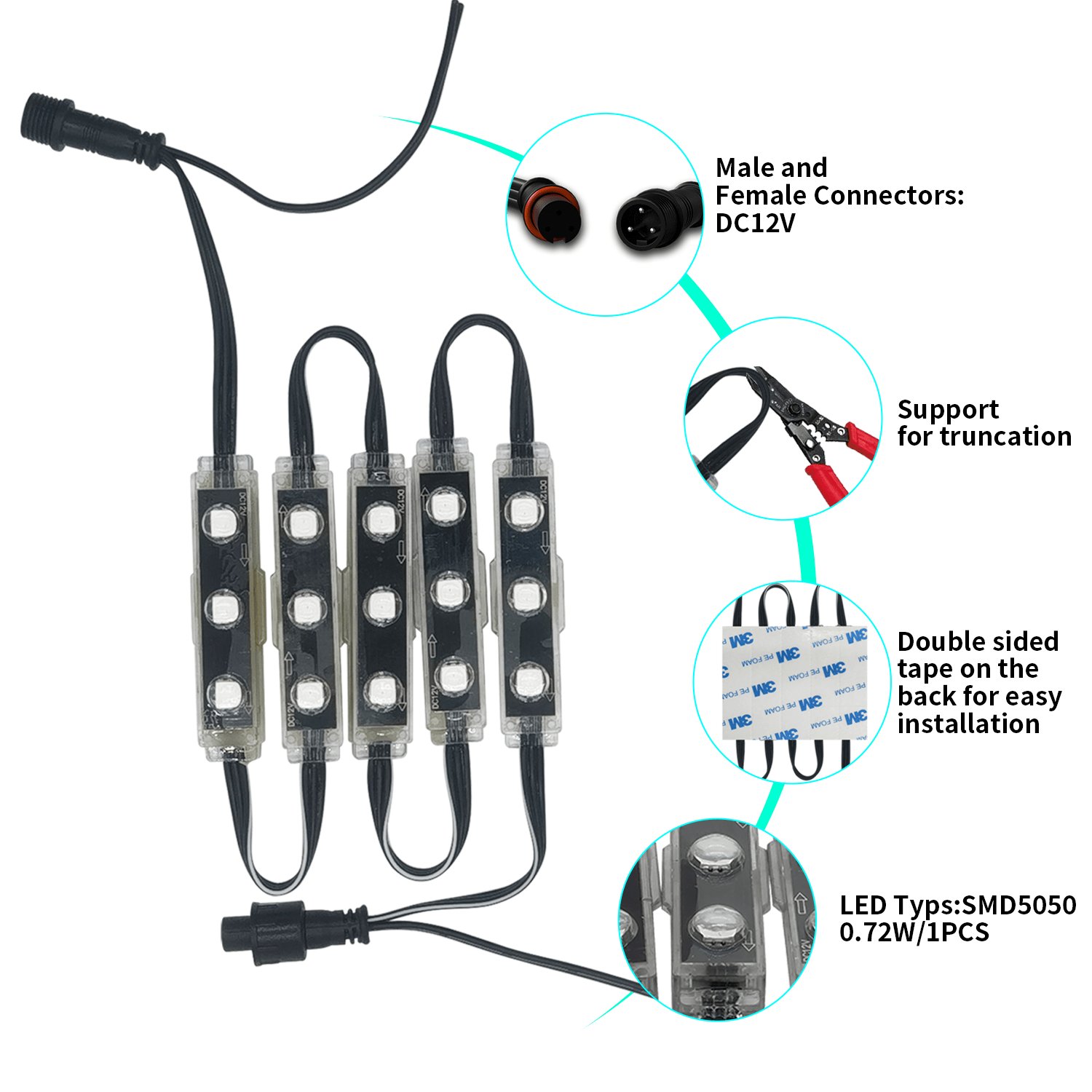gouly OEM/ODM Outdoor Signs Led Modules 3leds Ip68 Waterproof Led Injection Module