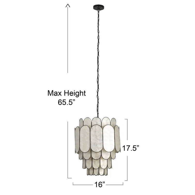 China Lighting Factory Wholesale Large Capiz Shell Seashell Chandelier Pendant Lights