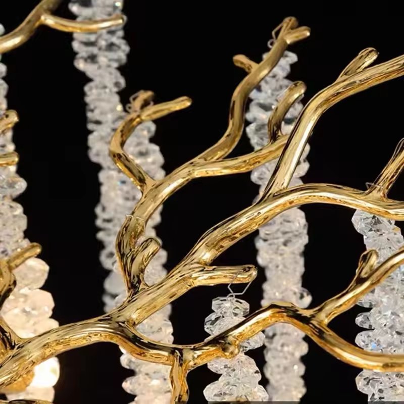 Tree Branch Vintage Led Glass Gold Dining Living Room Hotel Luxury Ceiling Pendant Light Crystal Chandeliers