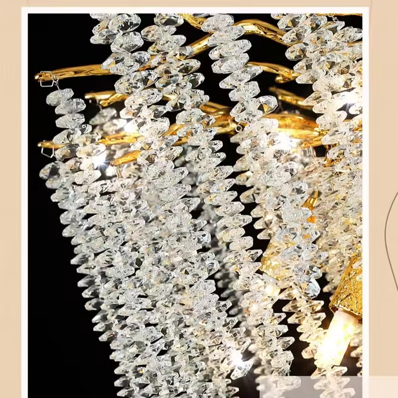Tree Branch Vintage Led Glass Gold Dining Living Room Hotel Luxury Ceiling Pendant Light Crystal Chandeliers